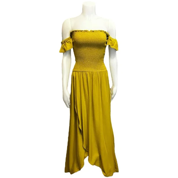 Young Fabulous & Broke Freida Off-the-shoulder Maxi Dress, M, Chartreuse Yellow - Picture 4 of 16
